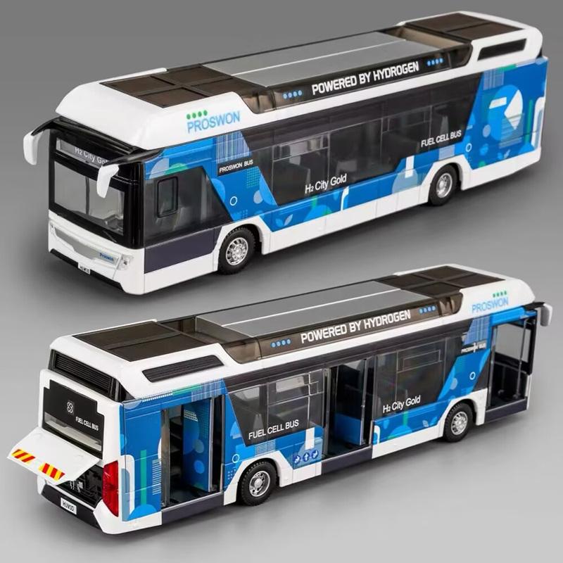 Luxury New energy Electric Airport Business Bus Alloy Car Model Diecasts Metal Tour City Bus Model Sound and Light Kids Toy Gift