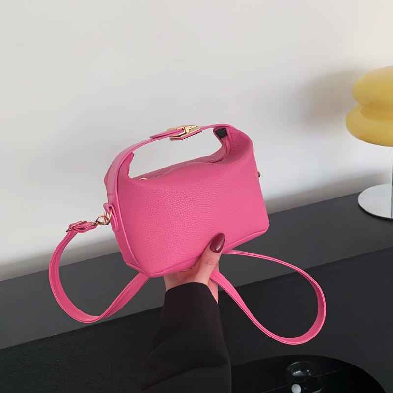 Elegant Lychee Pattern 2023 Sleek Design Crossbody Handbag With Zipper Closure розовый