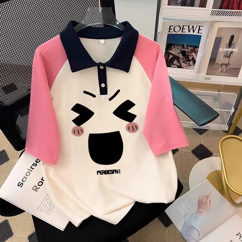 Girls Summer Cotton Polo Shirt Fashionable Short Sleeve T-Shirt For Middle And Big Kids Student Casual Top