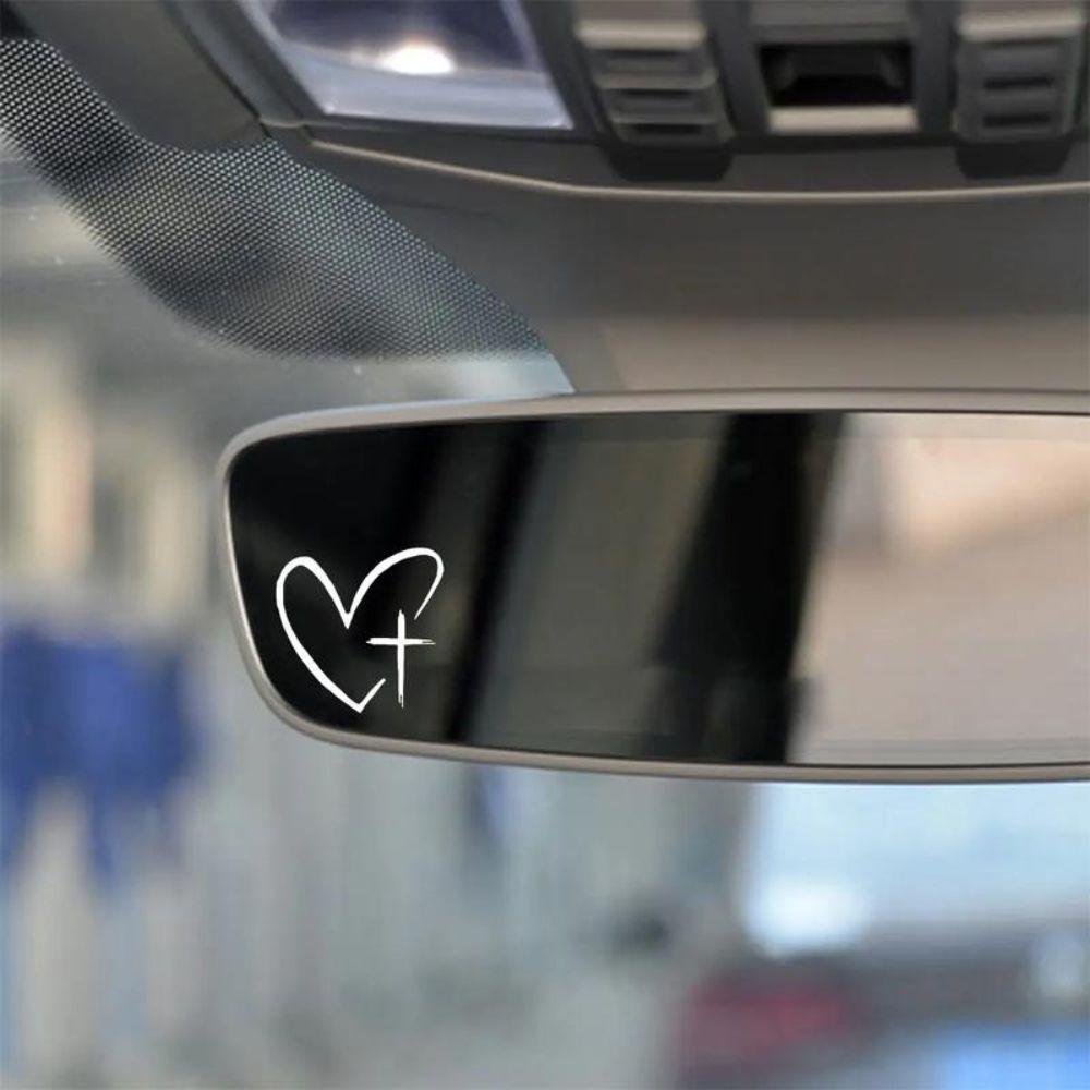 2Pcs/Set Waterproof Rearview Mirror Decal Universal Heart Cross Sticker  Car Exterior Accessories