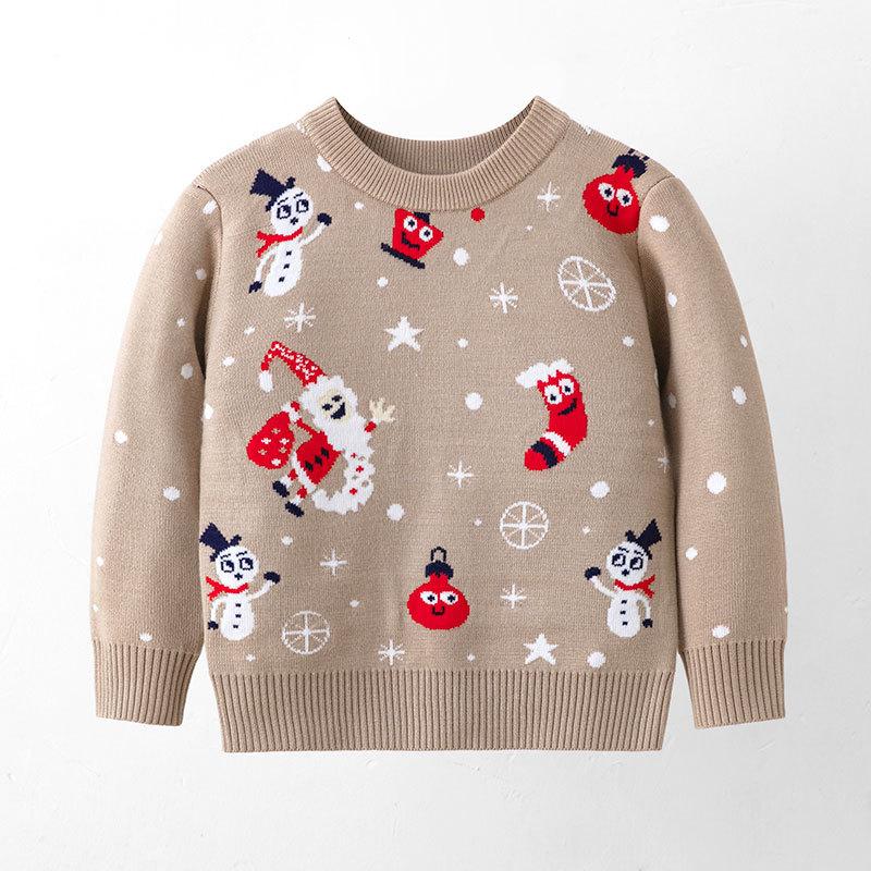 

Осенне-зимний модный детский свитер со снеговиком, детский пуловер, вязаный топ 140 хаки