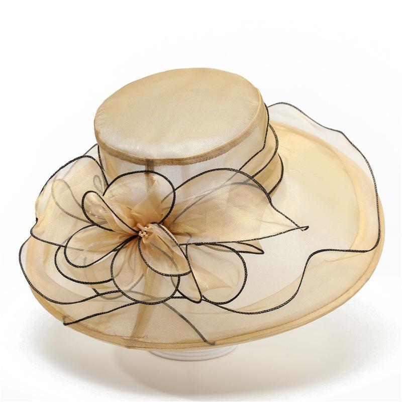 

Шляпа летняя женская шляпа-тазик из органзы уличная шляпа от солнца с широкими полями защита от солнца шляпа-ведро от солнца M（56-58cm） хаки