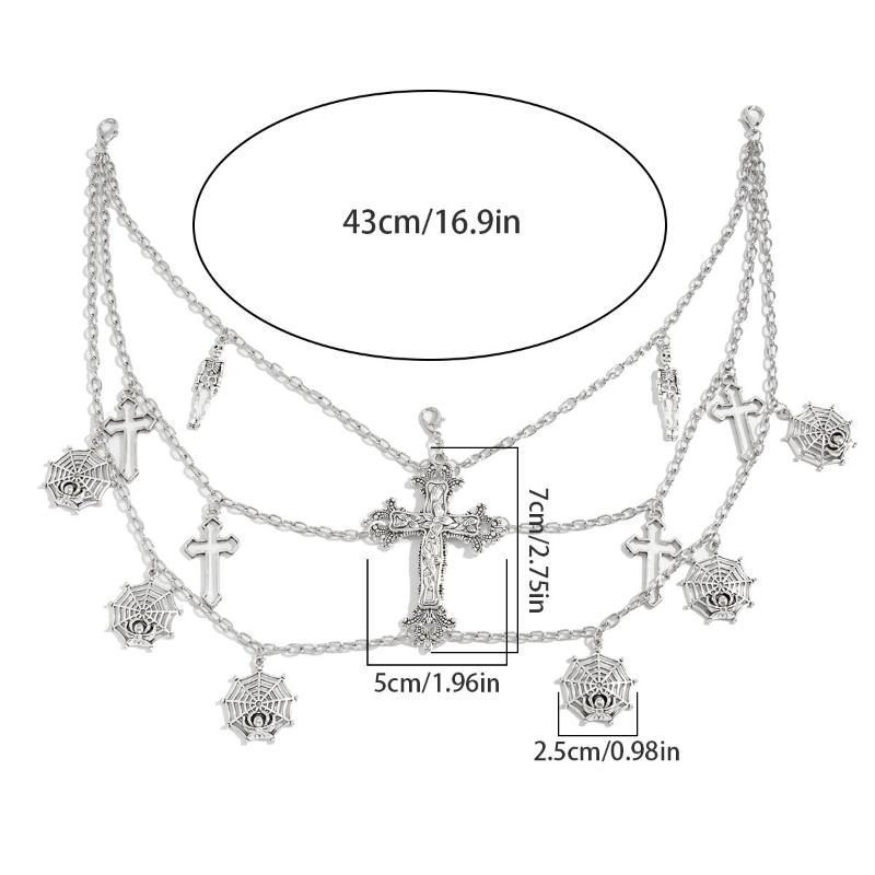 Women'S Multi-Layer Cross Tassels Pendant Decoration Waist Chain Y2K Gothic Style Halloween  Body Chain Accessory Gift