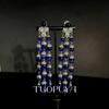 Elegant Blue Glaze Diamond Tassel Clip Earrings for Formal Gowns