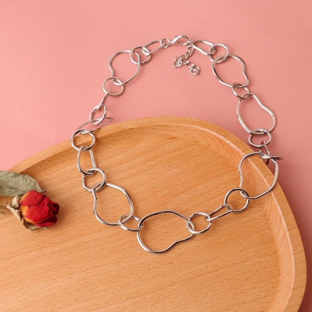 Irregular Circular Chain Gold Color Link Choker Necklace Women Necklace Party Jewelry Gifts