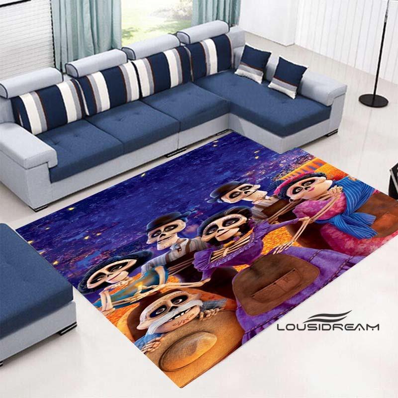 3D Printed Cute Cartoon Coco Floor Mat, Comfortable Flannel, Soft and Thickened, Non-Slip Mat, Suitable for Living Room, Bedroo