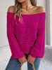 Real Shot 2025 Autumn/Winter Off-Shoulder Lantern Sleeve Sweater - Women's Solid Color Casual Wear