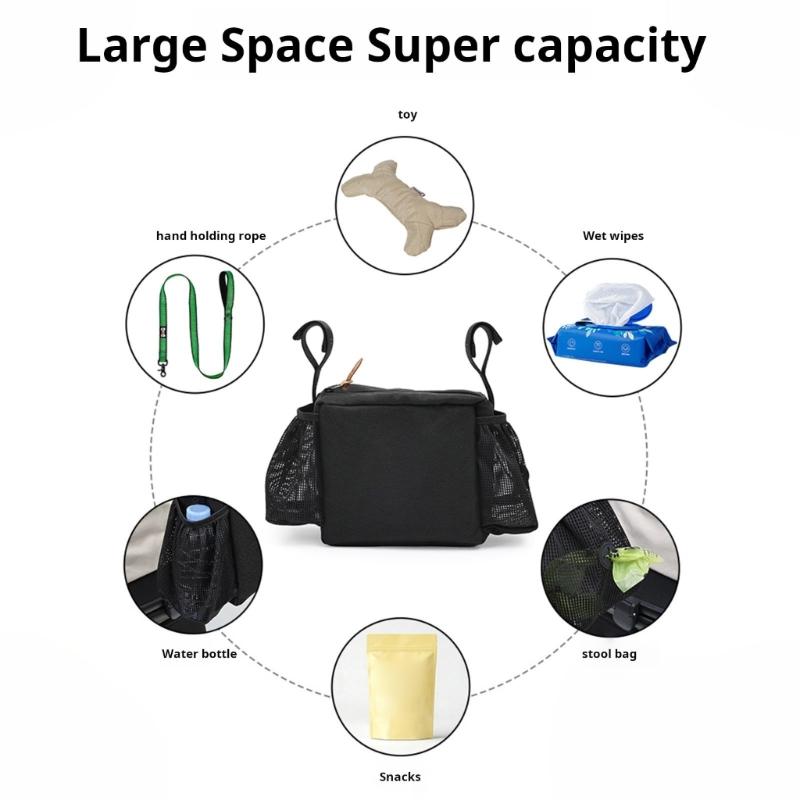 Easyly Install Pet Strollers Basket Weather Resistant Dog Strollers Storage Bag For Dog Supplies And Daily Essential