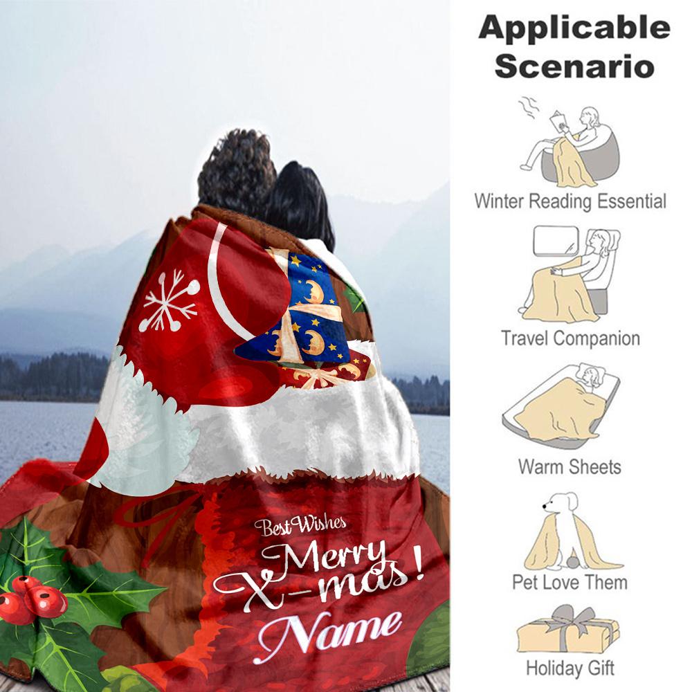 Christmas Socks Customize Your Name Blanket Cozy Customizable Blanket Warmthful Decor Great for Office Chair Seaside Bedding Bed Ideal for All Seasons