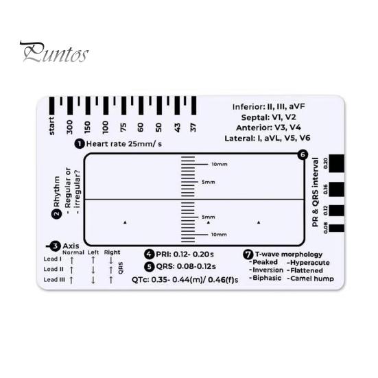 

Прозрачная 7-ступенчатая линейка, измерительный инструмент, компактный дизайн, портативный карманный справочник для интерпретации ЭКГ, инструмент для оценки 1pc