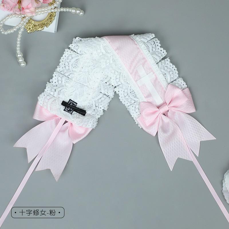 Süßes Spitzen-Schleifen-Stirnband Mädchen Japanisch Kawaii Lolita Haaraccessoire Weiches Feminines Stirnband Mit Breitem Band