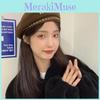 Retro Stylish Beret For Women Sweet Look With Embroidered Detail Chain
