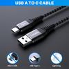 USB C Cable 2FT (2-Pack), 3A Fast Charging USB A to USB C Cable, Nylon Braided Jacket, for iPhone 16/16 Plus / 16 Pro Max /15 Series, Galaxy S24/S23