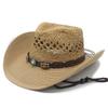 Straw Hat Cowboy Hat Big Edge Beach Hat European and American Fashion Western Cowboy Hat Ethnic Style Tibetan Straw Hat