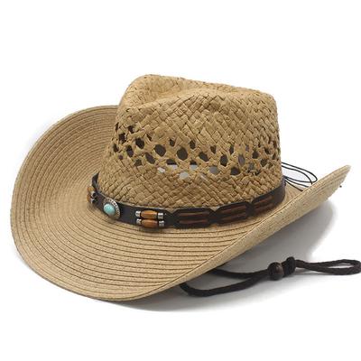 Straw Hat Cowboy Hat Big Edge Beach Hat European and American Fashion Western Cowboy Hat Ethnic Style Tibetan Straw Hat