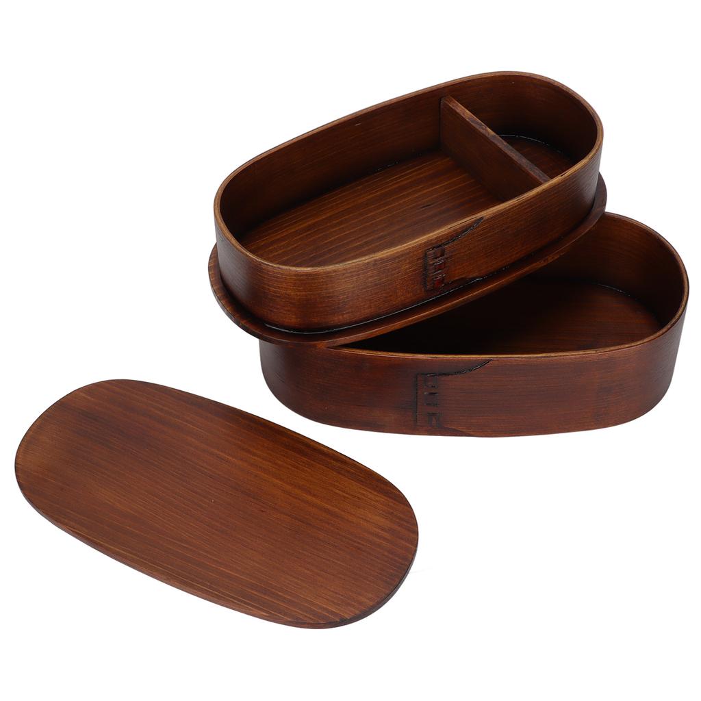 2-lagige japanische Bento-Box Holz Lebensmittelbehälter für Kinder Erwachsene Wandern Klettern Büro