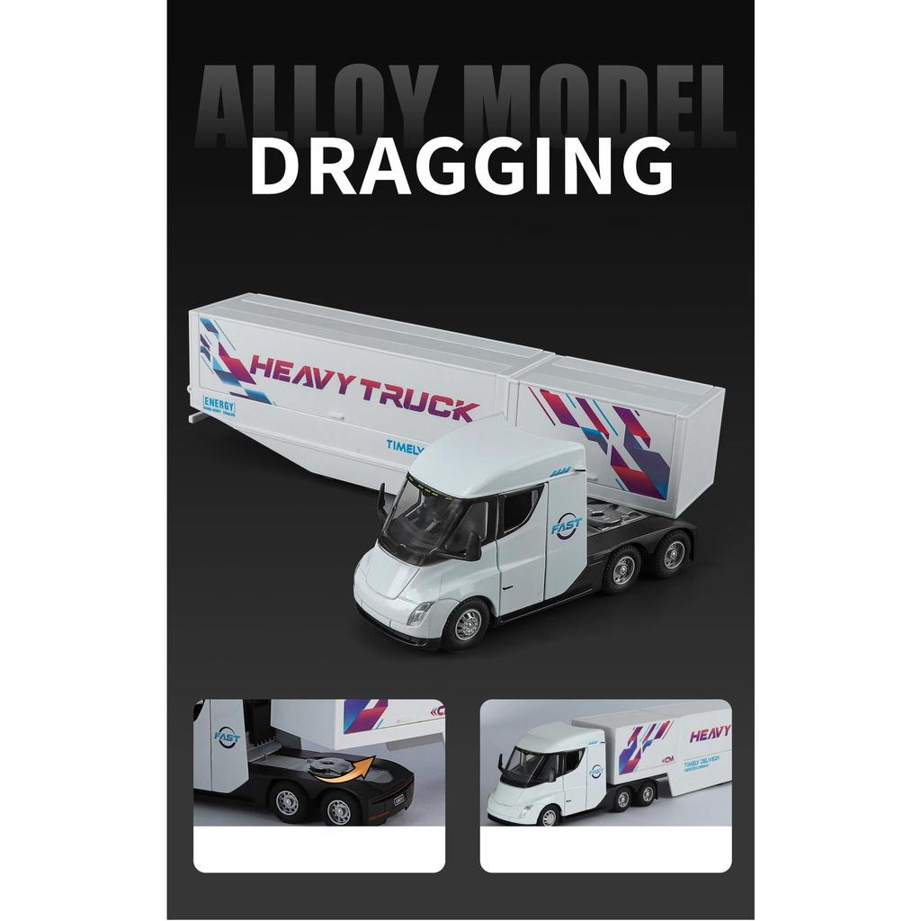 1/32 Semi Container Truck Transport Vehicle Truck Alloy Toy Car Model Sound and Light Children's Toy Collectibles Gift