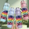 1PC Just A Mom Who Loves Softball 750ml Color Plastic Sports Water Bottle Leakproof Flip Straw Lid Suitable for Sports Office Home Use