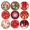 90cm Christmas Tree Skirt Red Rustic Snowflake Santa Claus Printed Xmas Tree Carpet Christmas Decor Mat New Year Decor For Home