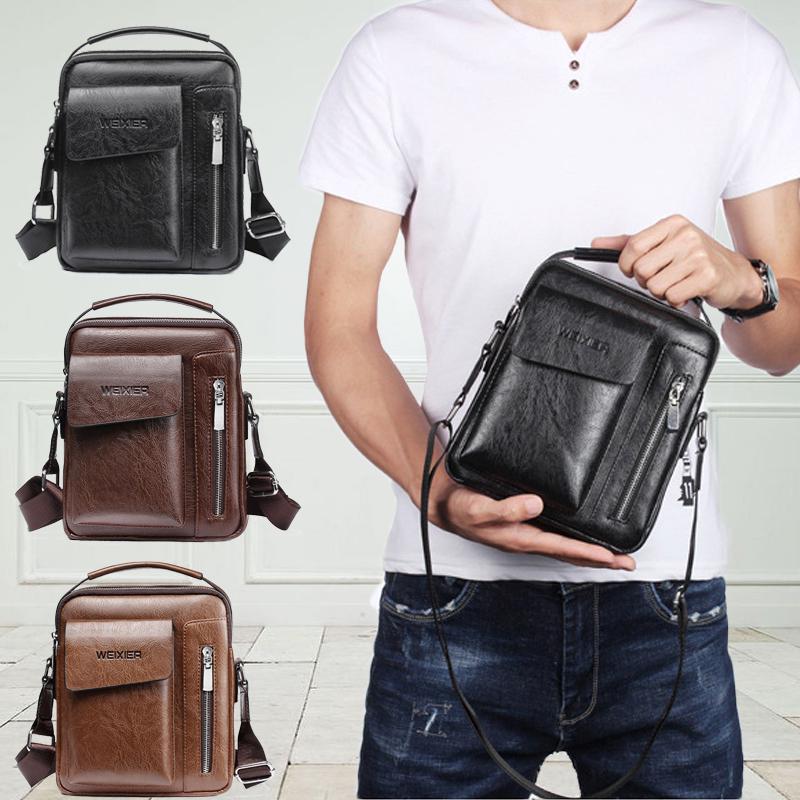 Men's Leather Retro Fashion Strap Chest Bag Travel Messenger Bag Small