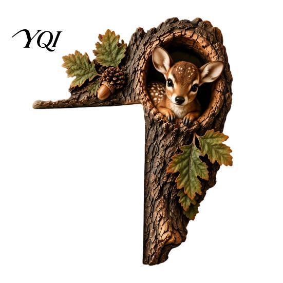 Unique Woodland Themed Gift Chipmunk Tree Hollow Door Topper, Animal Frame Decoration, 3D Wood Country Cabin Interior Accessory Cute Corner