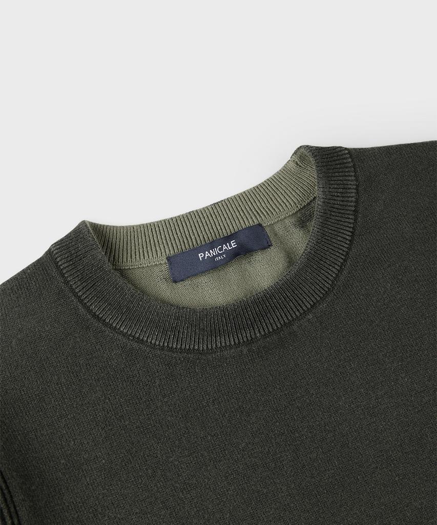 PANICALE Khaki Ribbed Crew Neck Knit
