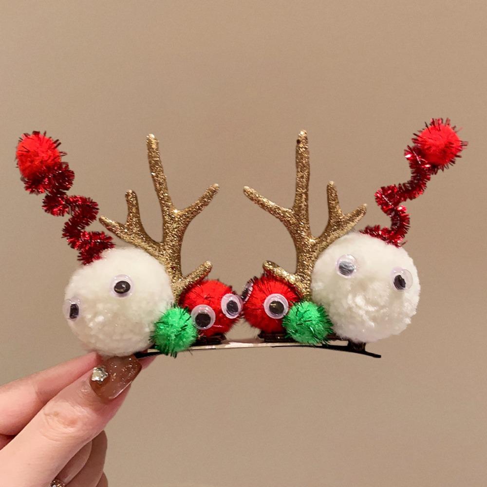 Merry Christmas Decor Christmas Elk Hairpin Sequin Bowknot Children Deer Antler Hair Clip Korean Hair Accessories Star