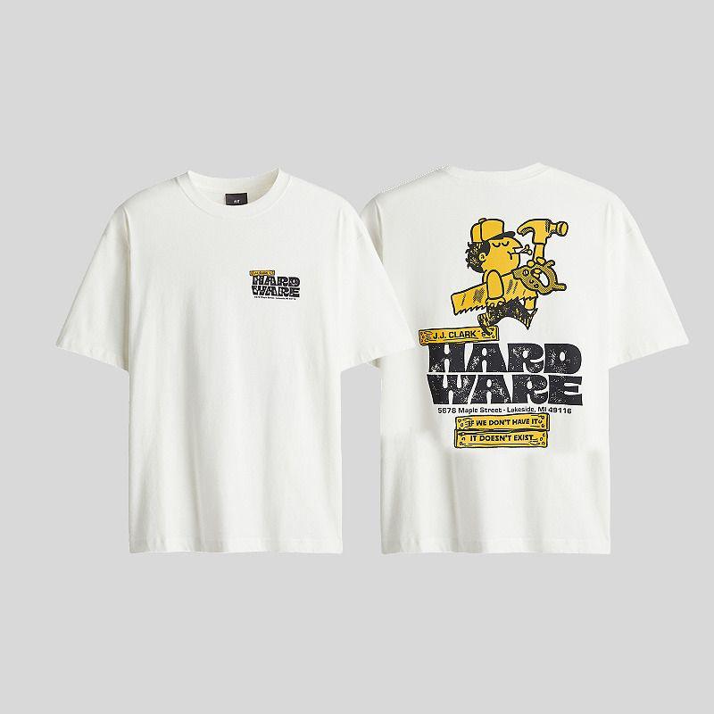 

HM Men s and Women s T-shirt Autumn Soft Plaid Pure Cotton Letter Graphic Print Crew Neck Short Sleeve Tops 0967955