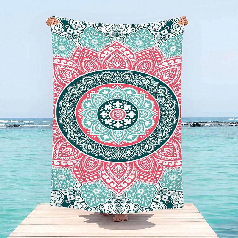 Colorful Mandala Pattern Beach Towel Patterned Sunscreen And Windproof Suitable For Swimming Pool Camping Travel Blanket