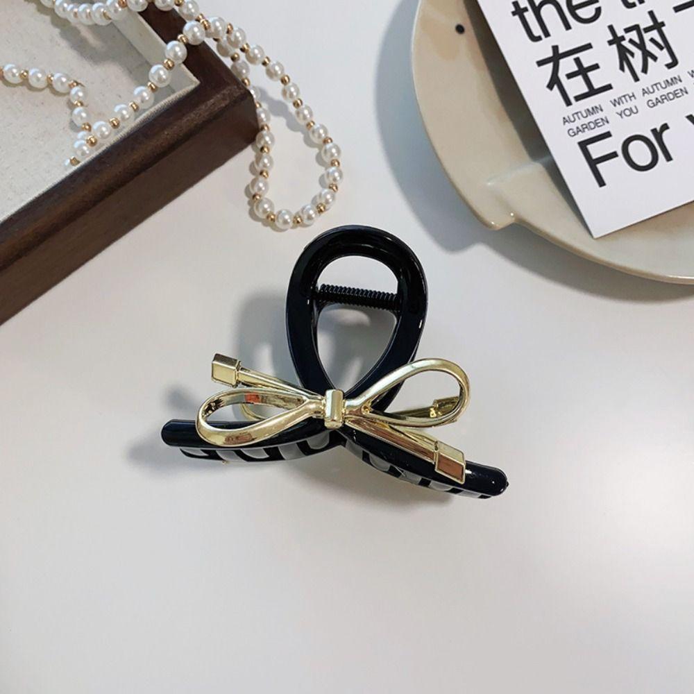 Korean Style Metal Bow Claw Clip Ins Bow Crab Clip Elegant Bow Hair Claw  Back Head