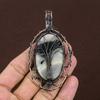 Fume Agate Gemstone Copper Wire Wrap Tree Of Life Pendant 3.54"