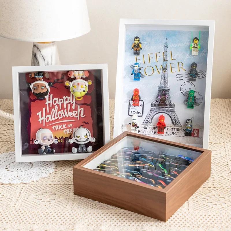 THK 3cm Wood Family Acrylic Picture Frame Wall Mounted Storage Display Showcase Photos Dried Flowers Awards Anime Figurine