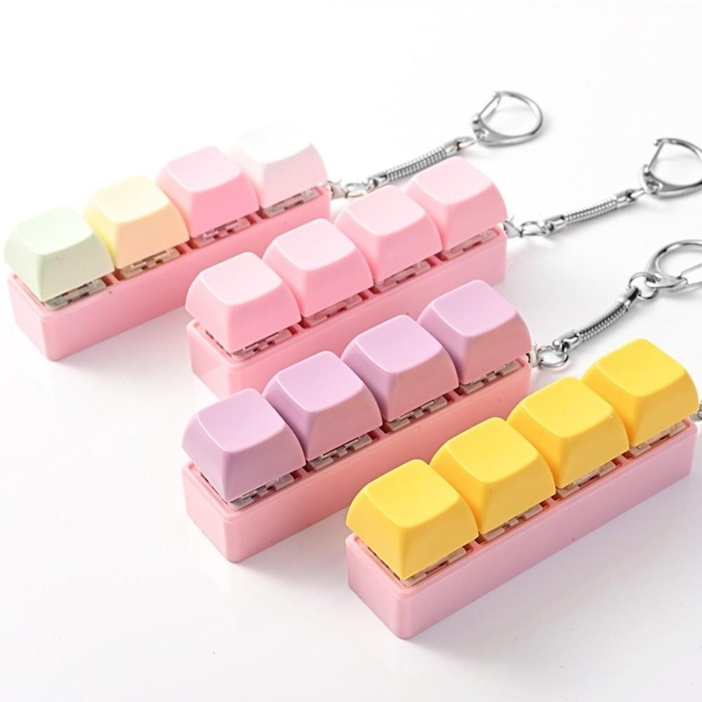Click Sound Fidget Keyboard Toy 4 Keys Clicker Keychain Relaxing Keycap Keychain Kids