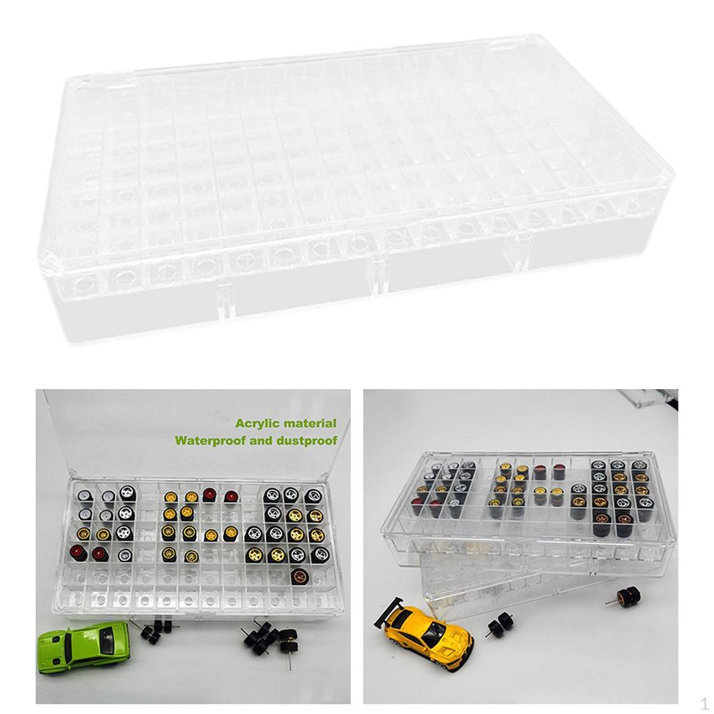 1/64 Model Car Wheel Storage Box Acrylic Display Case Organizer Clear for Boys Kids Adults
