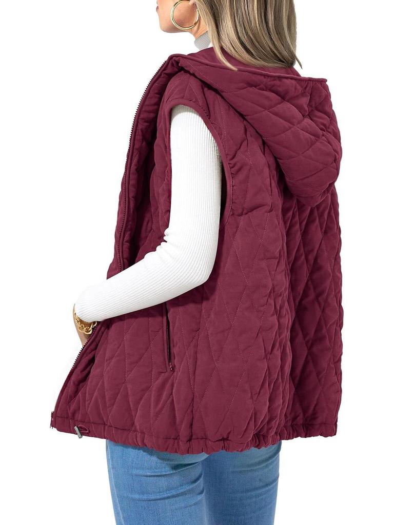 2024 Autumn/Winter Women's Hooded Cotton Vest Lightweight Gilet Warm Outerwear