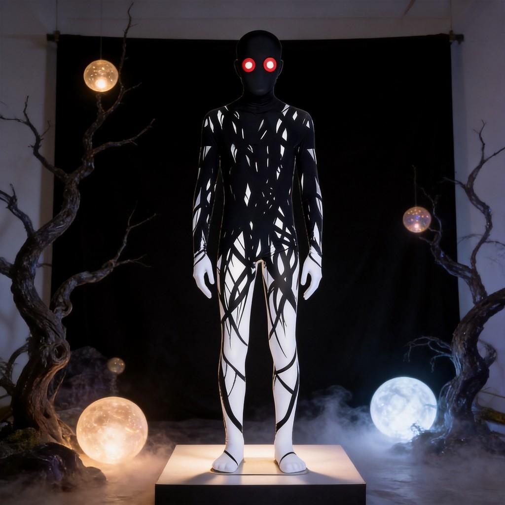 Horror Halloween Zalgo Monster Cosplay Kostüm Mit Roten Augen Für Kinder Und Erwachsene