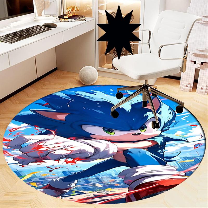 Runder Sonic-Teppich Teppich Stuhlteppich Bereichsteppich Eingang Fußmatten, für Bürostuhl Wohnzimmer Schlafzimmer Küche.