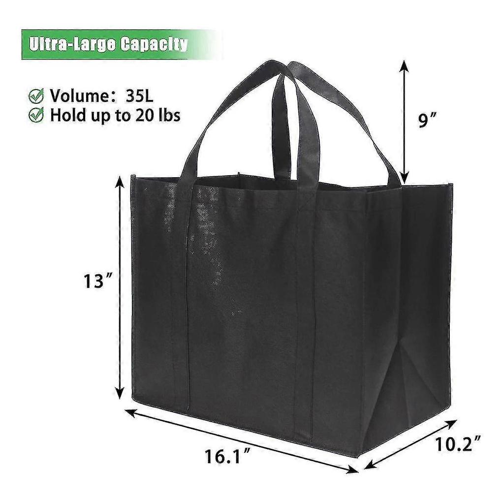 35L Reusable Grocery Bags With Long Handles, 10 Pack Foldable Reusable Shopping Bags, Grocery Bag Bulk