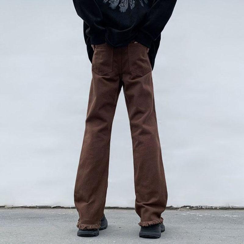 High Street Vintage Braune Bootcut-Hosen Herrenbekleidung Amerikanisch Locker Frühling Herbst Neue Modische Grobe Webkante Basic-Jeans