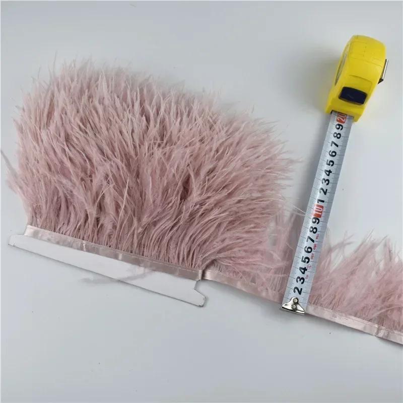 1Meters Leather Pink Ostrich Feathers Trim Trims Width 8-10cm Black Ostrich Feather Ribbon Clothing Wedding Feathers Decoration