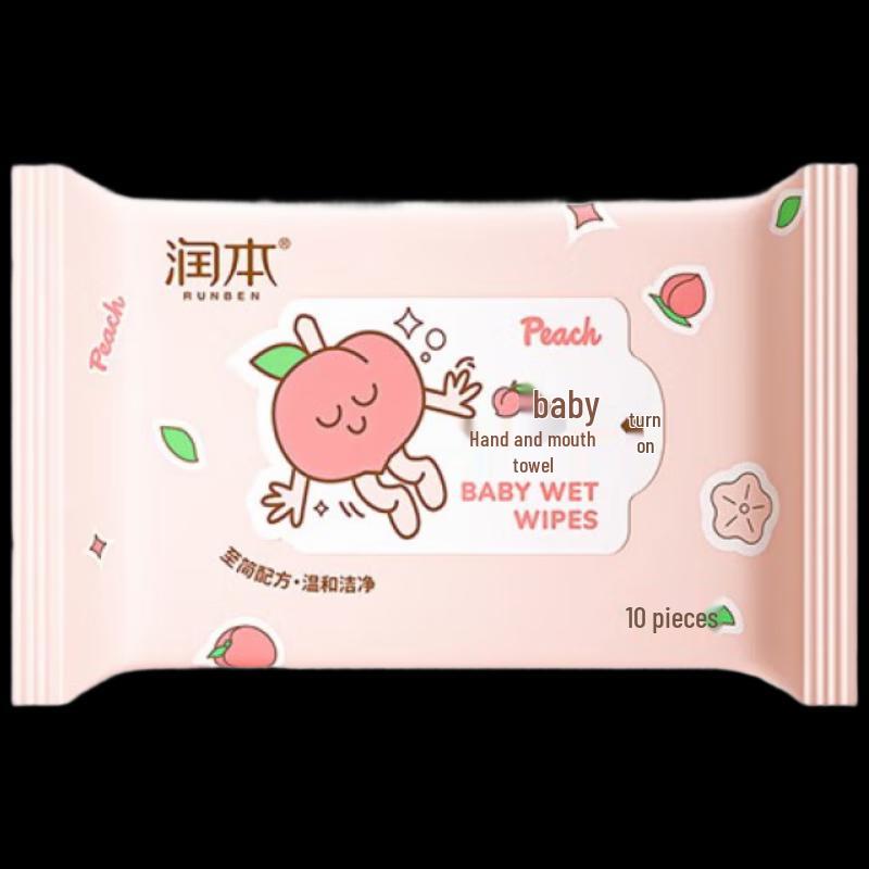 Runben Peach Series Baby Hand & Mouth Wet Wipes (3 x 10 Count)
