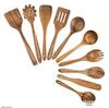Non-Stick Pan Special: Teak & Acacia Wood Spatula, Stir-Fry Set, Salad Fork & Slotted Spoon