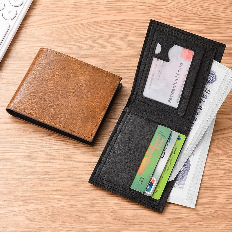 Men's Horizontal Wallet, Short Wallet, Men's Student Wallet, Vintage Wallet