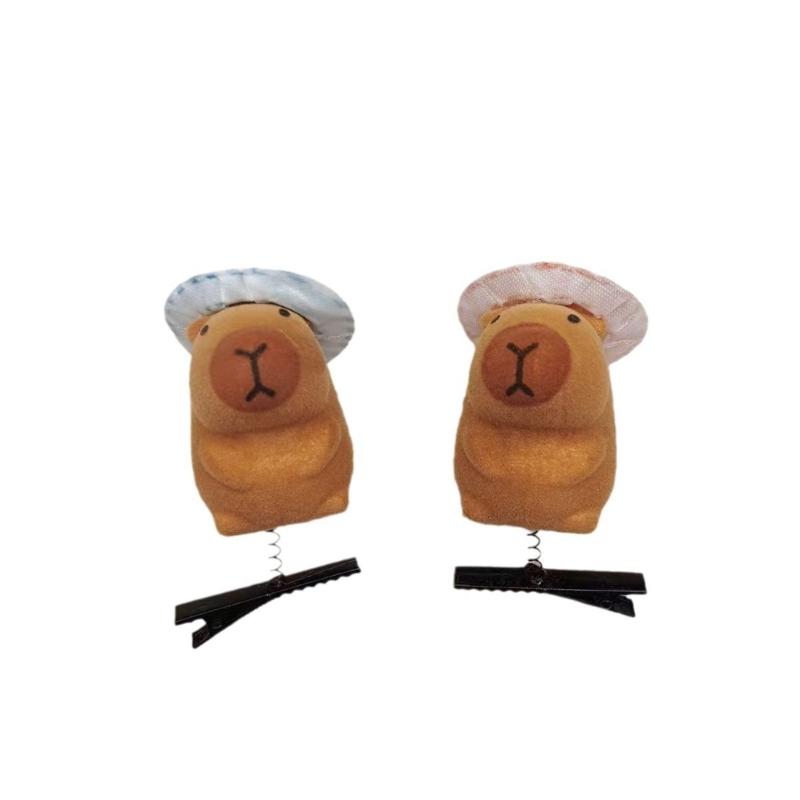 Pack of 5 Cartoon Capybara Hair Clip Plush Hairpins Fashionable Hair Ornament Suitable for Students and Youthful Women