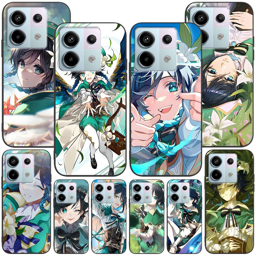 Barbatos Genshin Impact Case for Xiaomi Redmi 10 10C 9C 9A 9i 9 Prime 9T 12 12C 10A K40 Black Soft TPU Mobile Phone Bag Cover