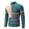 Men's Autumn New Arrival Color Block Pullover Sweater Casual Mock Neck Warm Knitted Fashion Top for Men