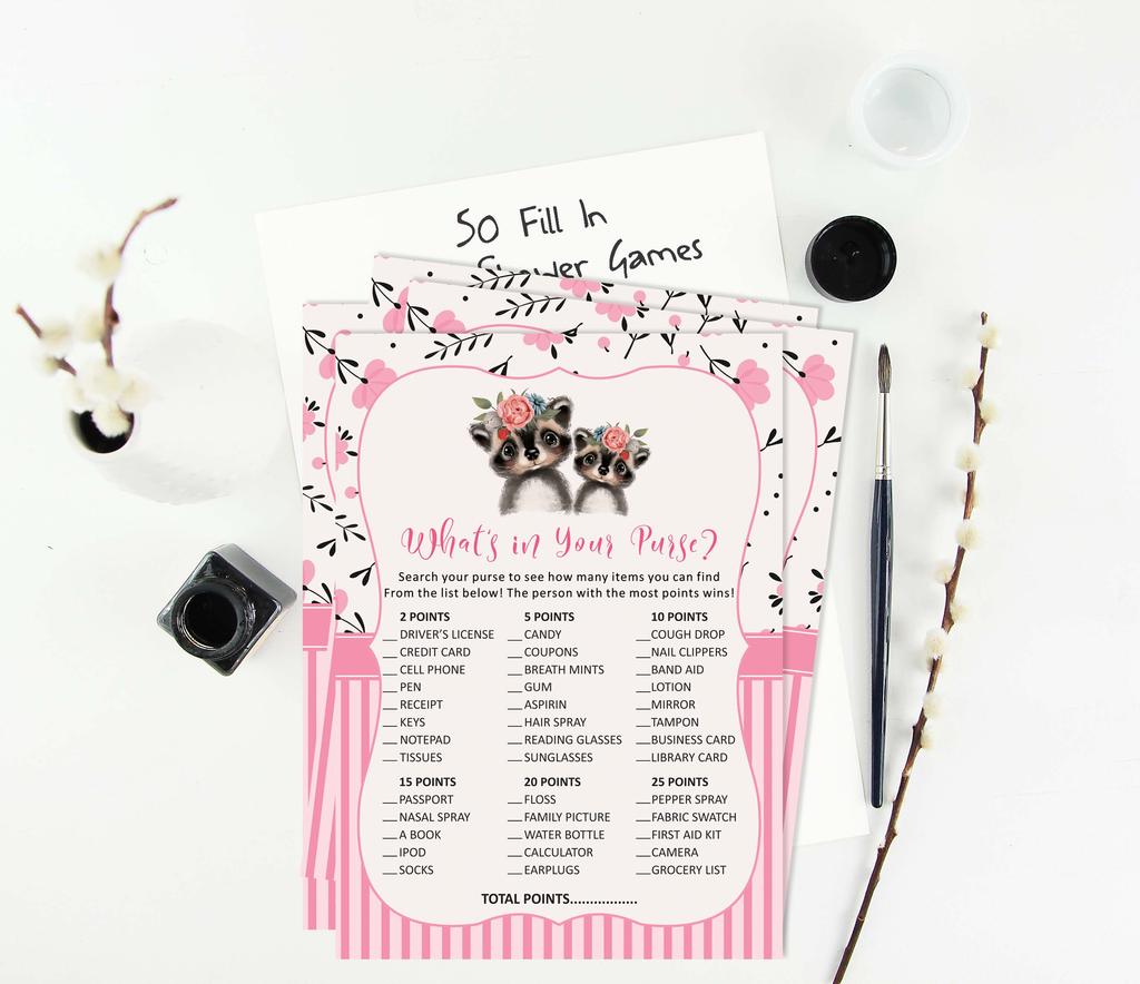 Inkdotpot Baby Shower Game Set Of 50 BabyA  AlphabetA  ABCA  Game Raccoon Jungle Animals Party
