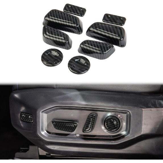 Carbon Fiber Front Seat Adjustment Button Panel Trim Accessories for Toyota Tundra 2022+ Sequoia 2023+ Tacoma 2024+ 4Runner 2025+(Button Cover)