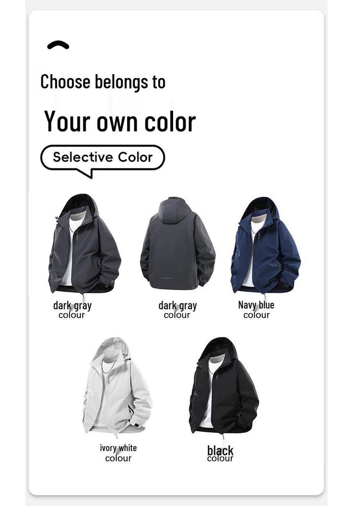 Unisex Outdoor Windproof Rainproof Jacket with Detachable Hood - Spring/Autumn Style