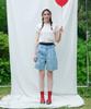 LOSSYROW Two-Tuck Wide Denim Shorts Light Blue